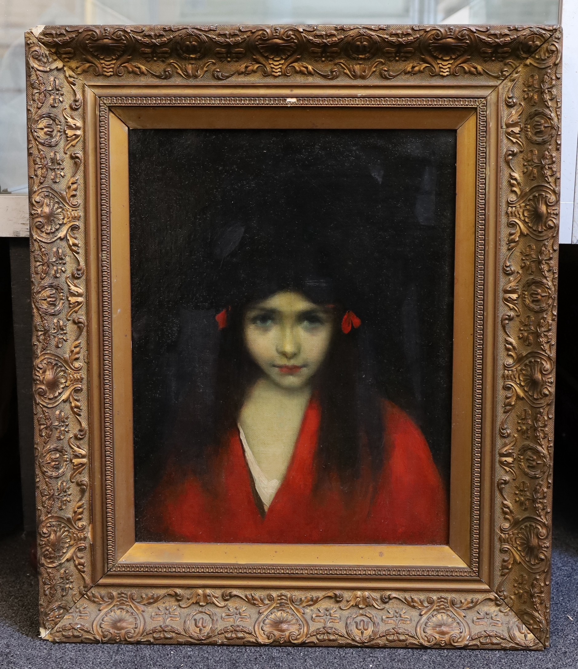 Jean-Jacques Henner (French, 1827-1905), Head of a girl, oil on canvas, 39 x 30cm